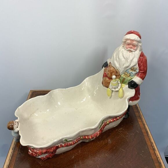 Fitz and Floyd 1987 Ceremic Santa Christmas Decorative Dish Red White  8"x12" - Picture 1 of 10
